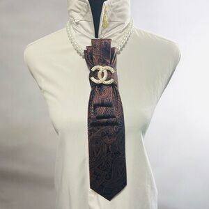 Jos. A. Bank Brown Paisley Necktie with Gold Accent